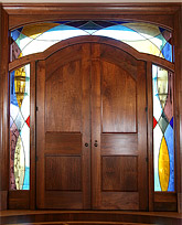 Black Walnut Entranceway with Stained Glass Surround - Inside