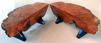 Cherry Burl Nesting Benches/Tables - miterd edge open nest